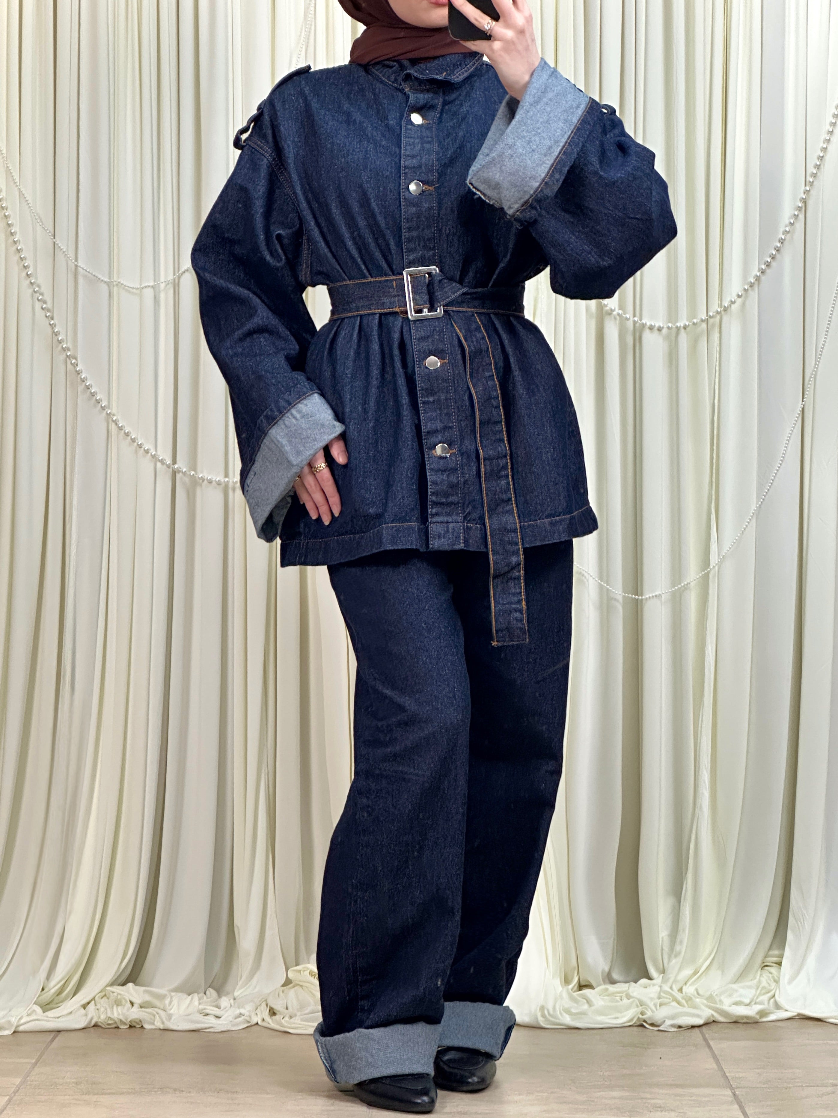 Belted Denim Set