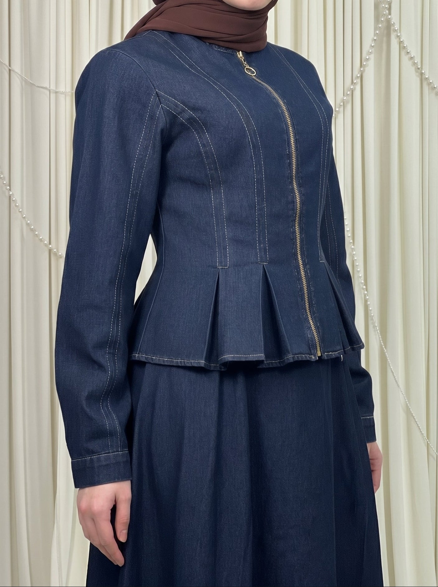Denim Suit and Skirt Set
