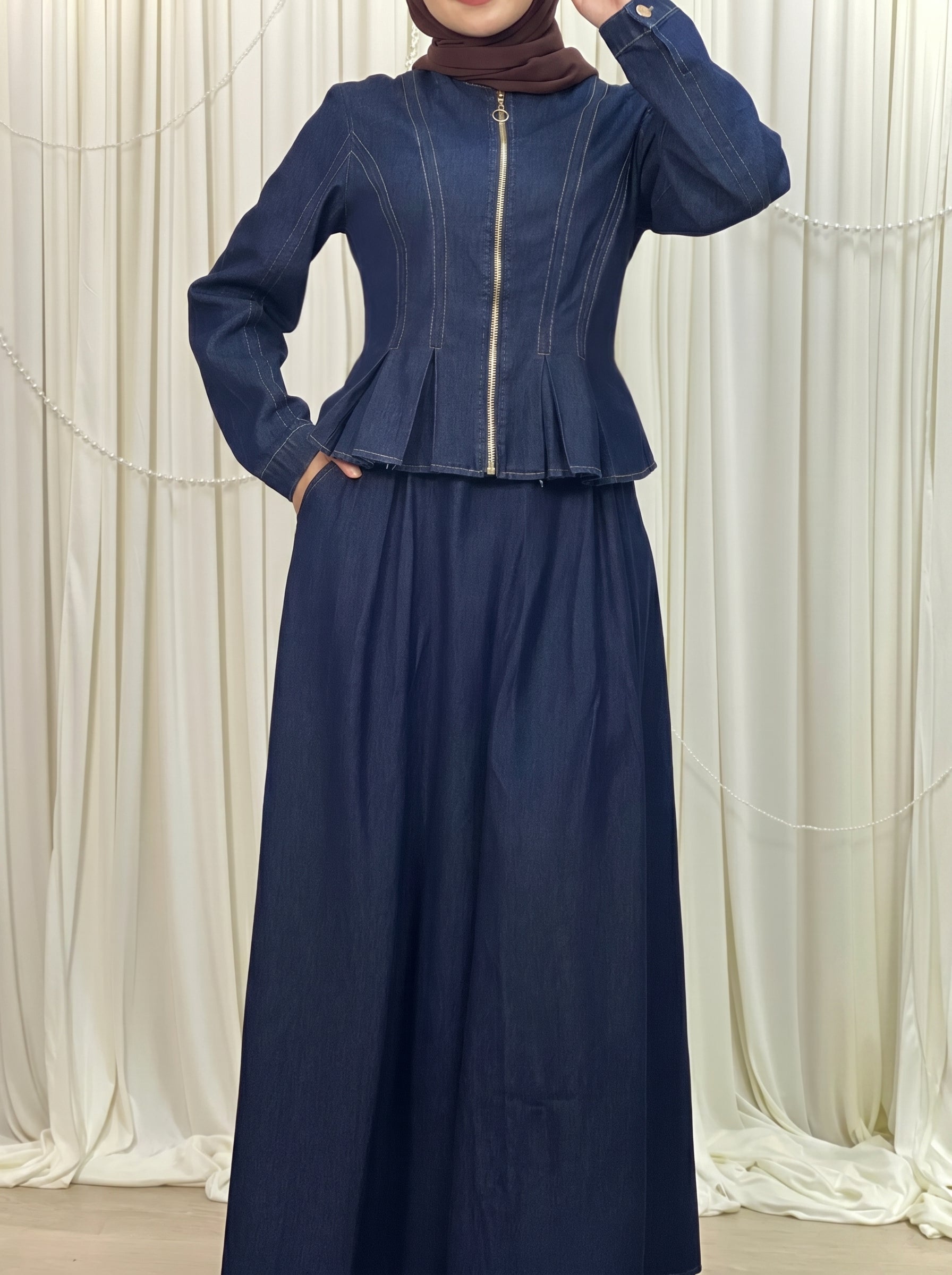 Denim Suit and Skirt Set